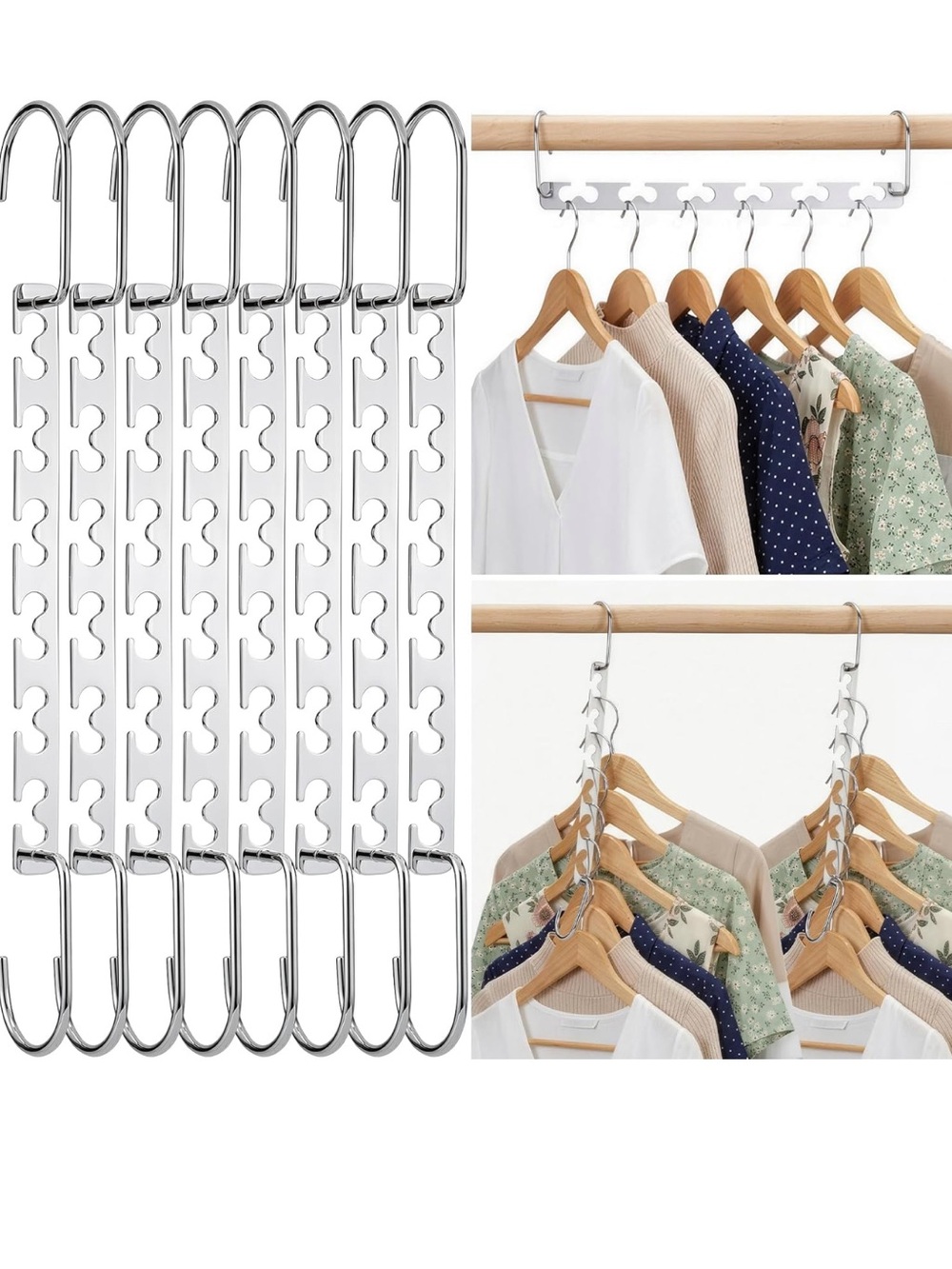 Multi-Layer Space-Saving Closet Hanger Organizer - Chrome